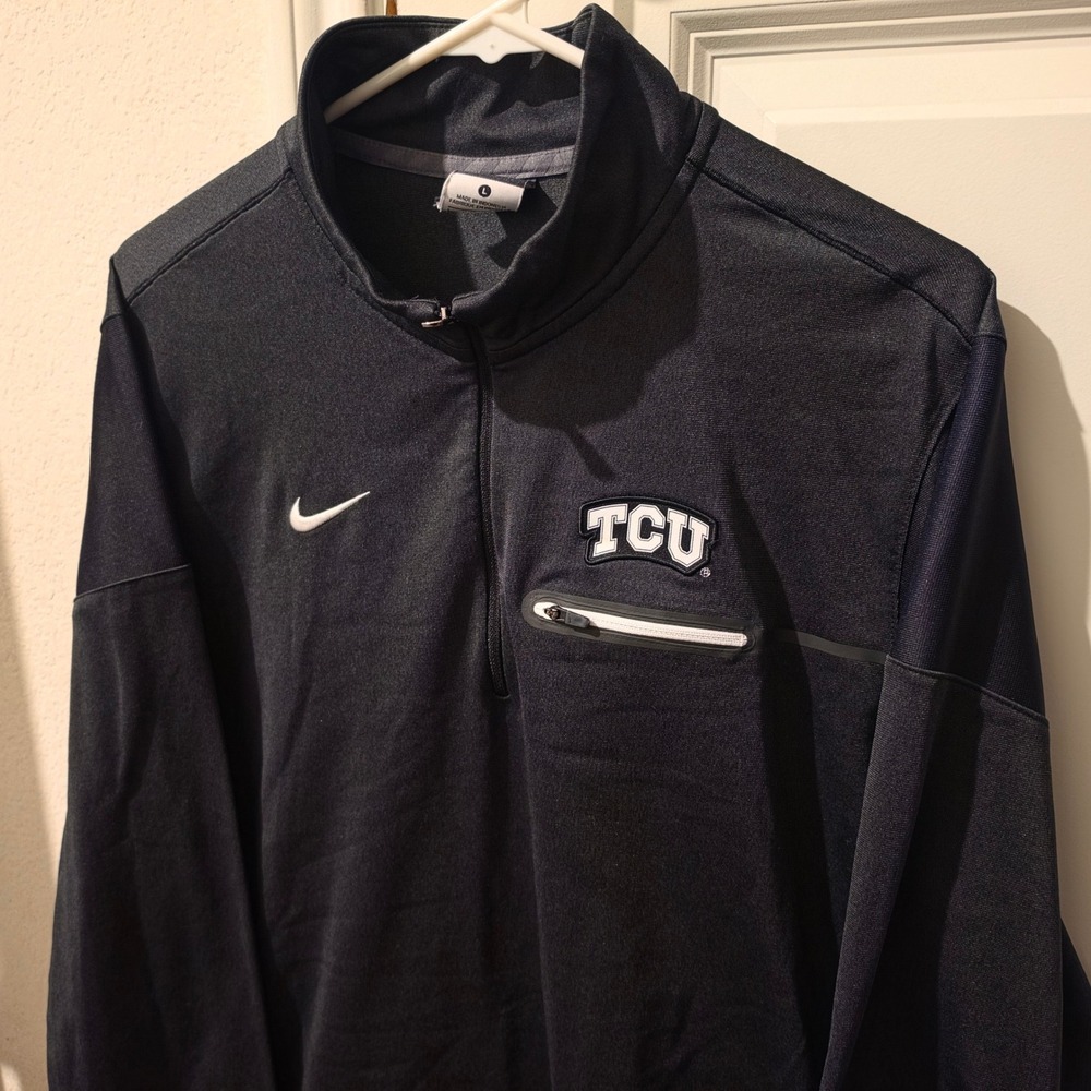 Nike Dri-FIT TCU Horned Frogs Mens Large Quarter Zip Pullover Black